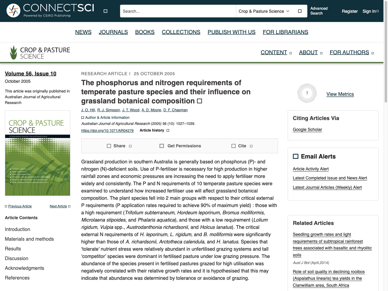 Preview of The phosphorus and nitrogen requirements of temperate pasture species and their influence on grassland botanical composition - CSIRO Publishing, accessed August 5, 2025, 