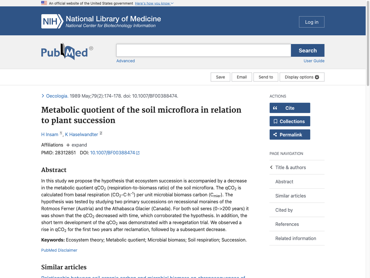Preview of Metabolic quotient of the soil microflora in relation to plant succession - PubMed, accessed August 5, 2025,