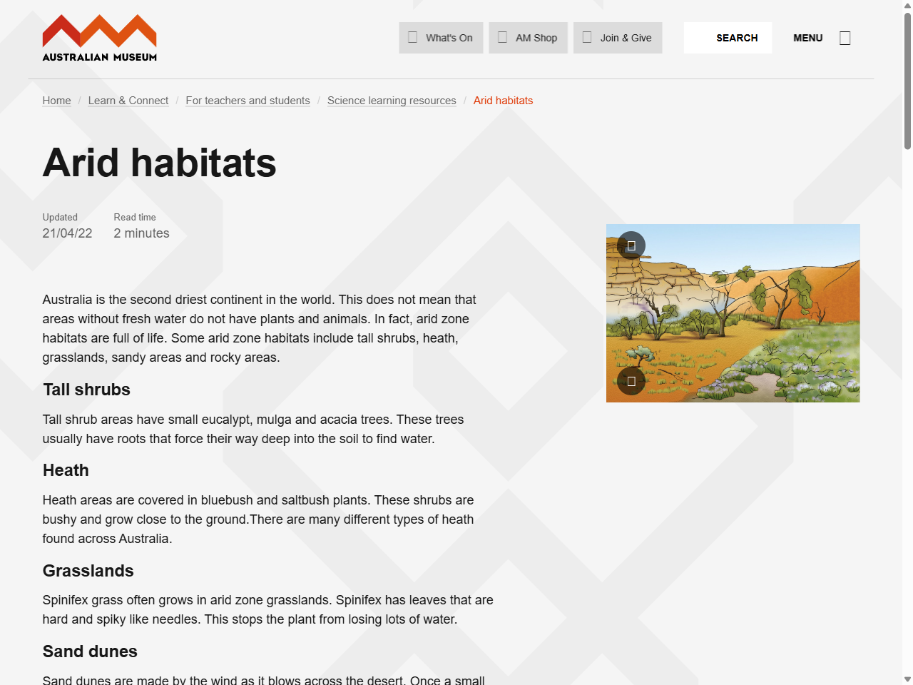 Preview of Arid habitats - The Australian Museum, accessed July 13, 2025