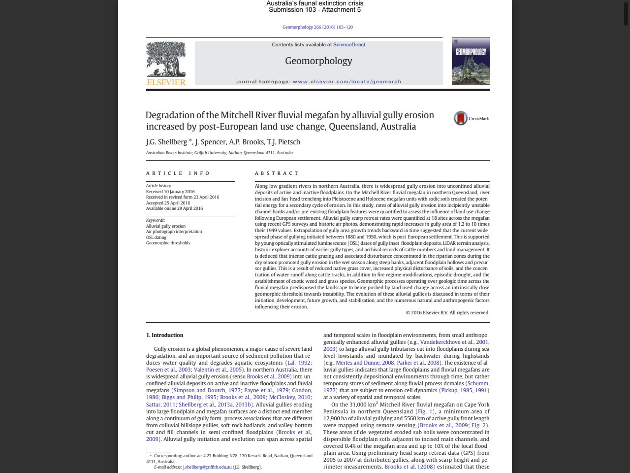 Preview of Degradation of the Mitchell River fluvial megafan by alluvial gully erosion increased by post-European land use change, Queensla, accessed May 11, 2025,