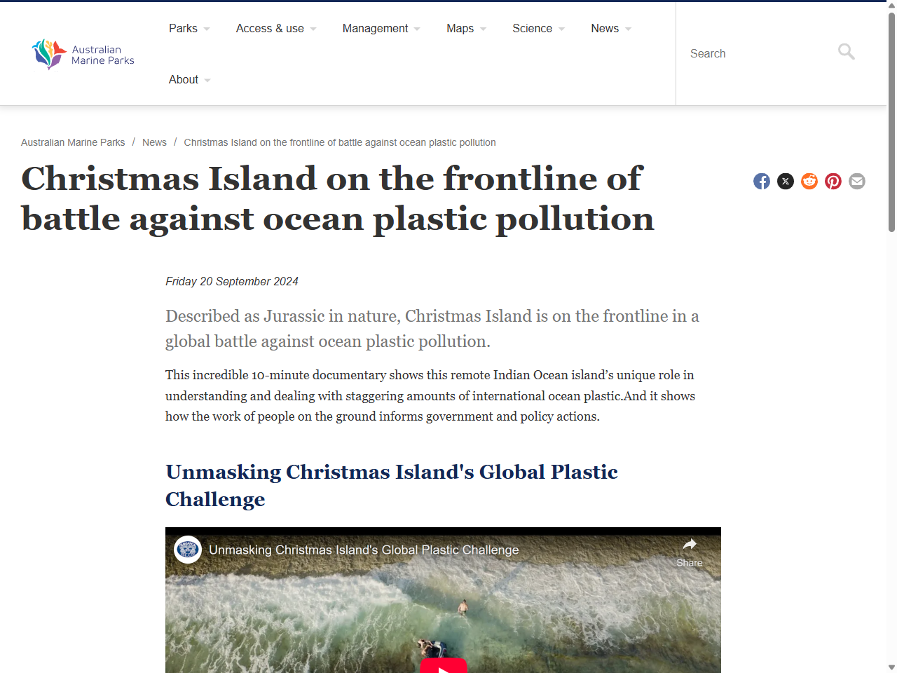 Preview of Parks Australia. (n.d.). Christmas Island on the frontline of battle against ocean plastic pollution. Australian Marine Parks. 42