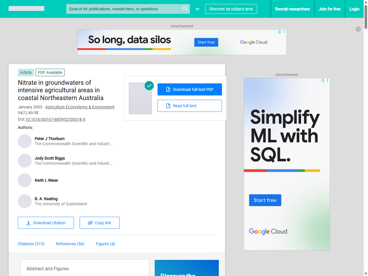 Preview of (PDF) Nitrate in groundwaters of intensive agricultural areas in coastal Northeastern Australia - ResearchGate, accessed July 24, 2025,