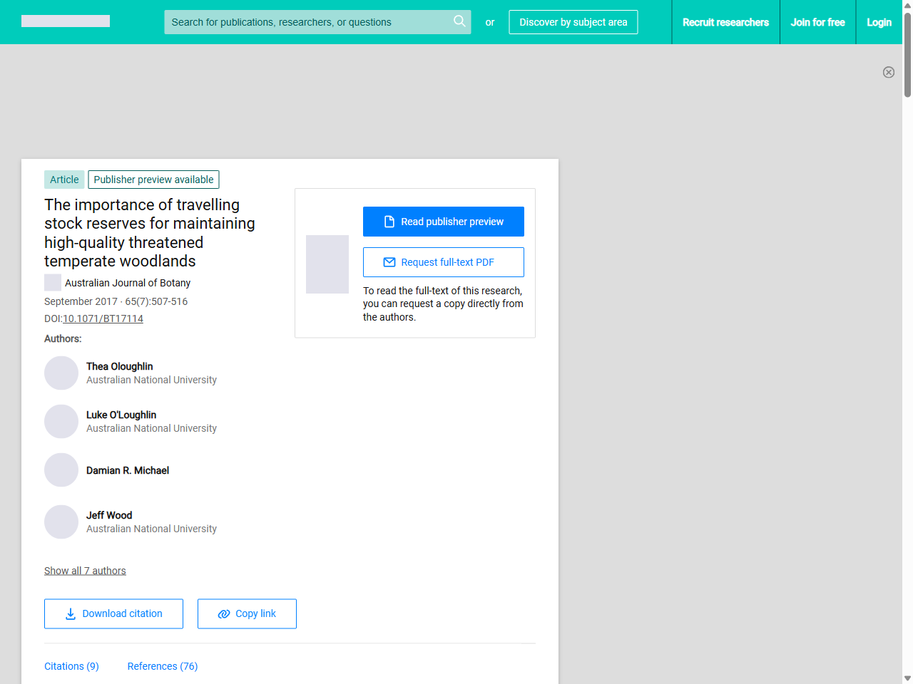 Preview of The importance of travelling stock reserves for maintaining high-quality threatened temperate woodlands | Request PDF - ResearchGate, accessed July 15, 2025,