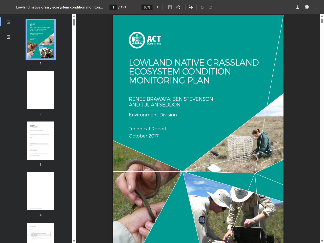 Preview of Lowland Native Grassland Ecosystem Condition Monitoring Plan