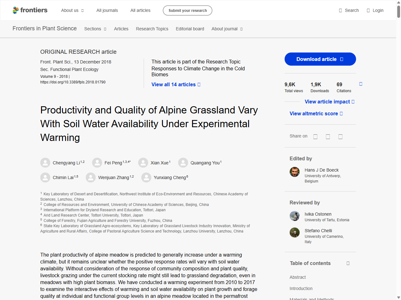 Preview of Productivity and Quality of Alpine Grassland Vary With ... - Frontiers