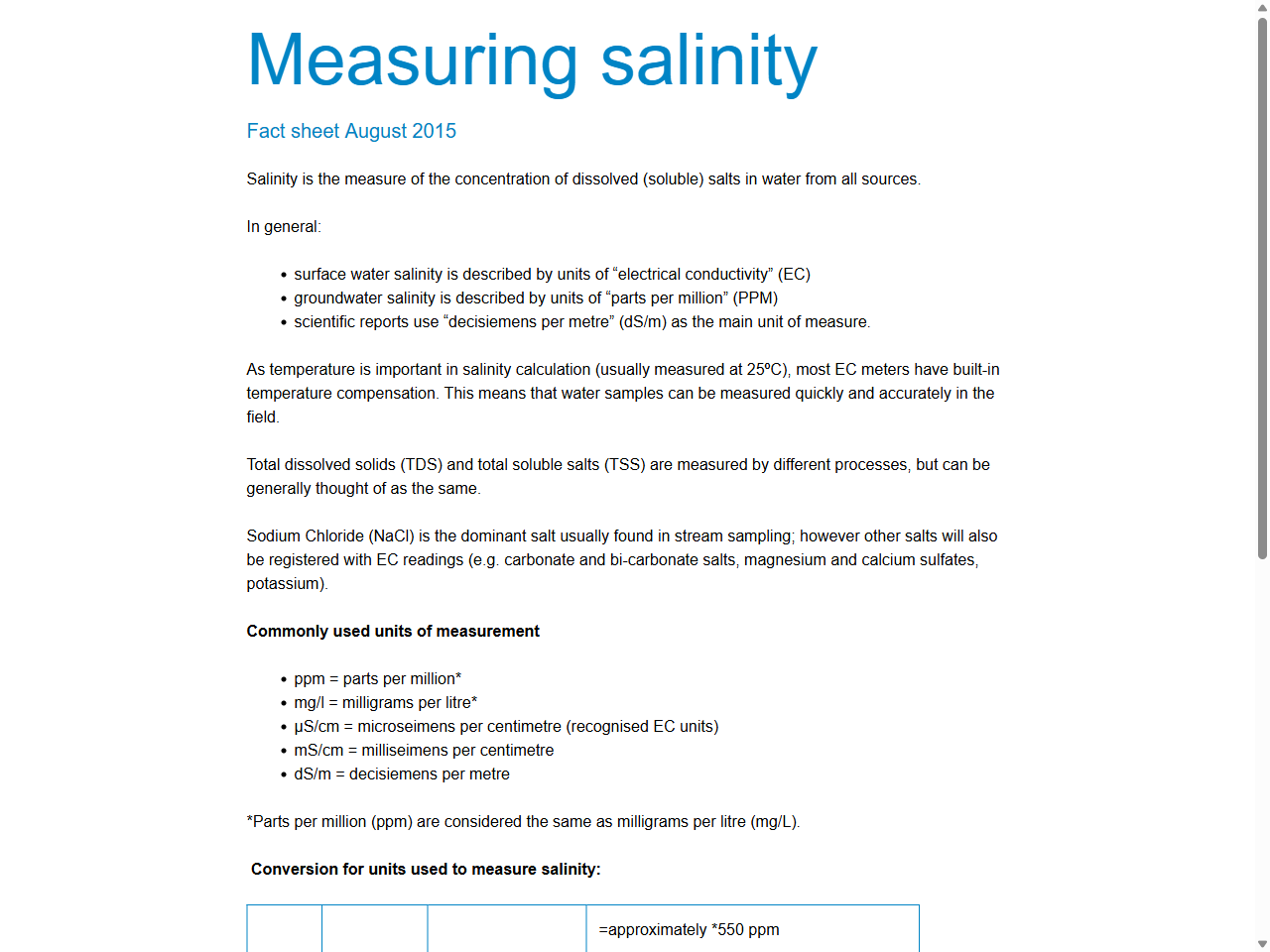 Preview of Measuring salinity - Department of Environment, Water and Natural - Landscape SA, accessed July 20, 2025, 