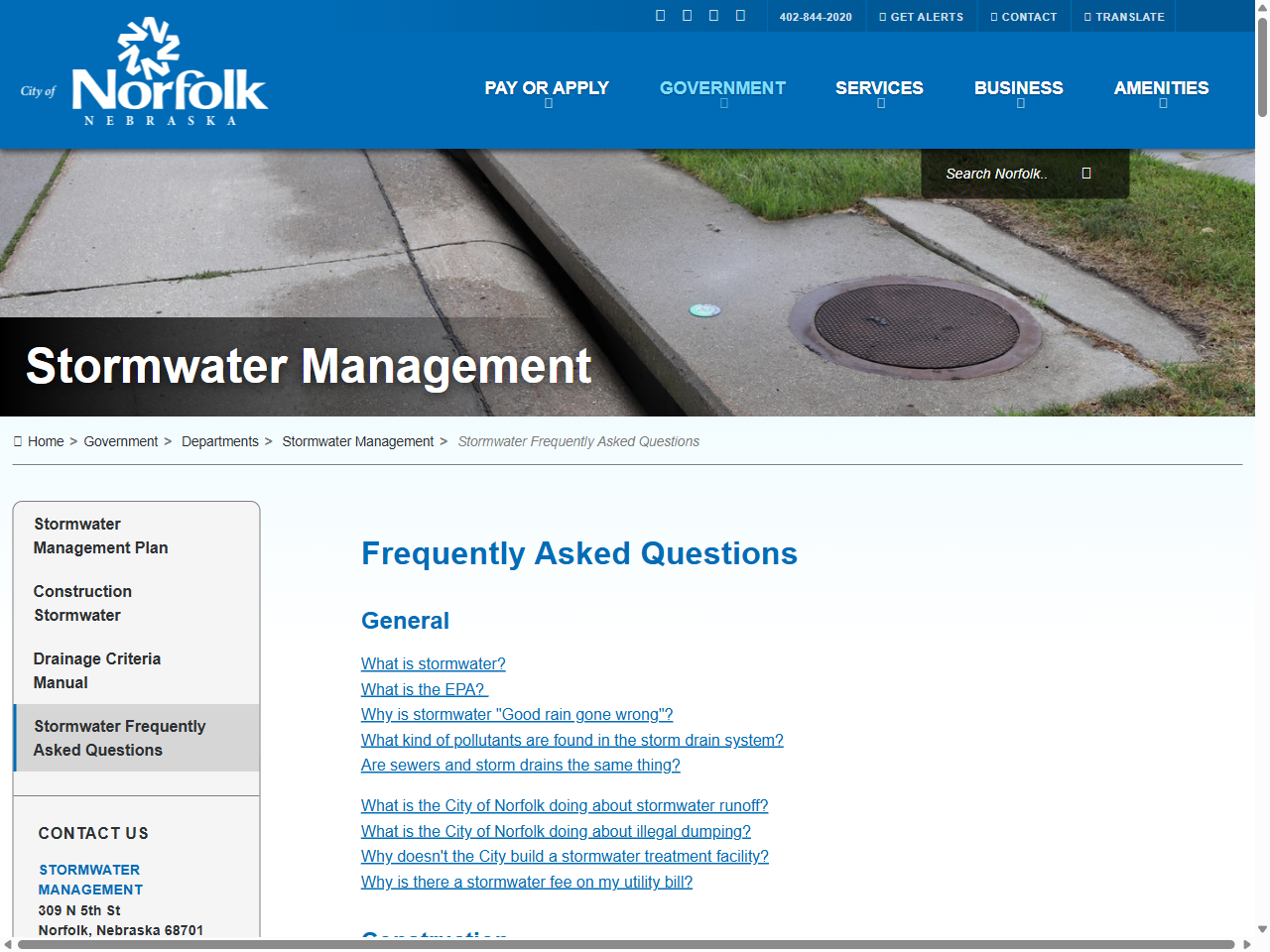 Preview of Stormwater Management - City of Norfolk, NE, accessed August 2, 2025,