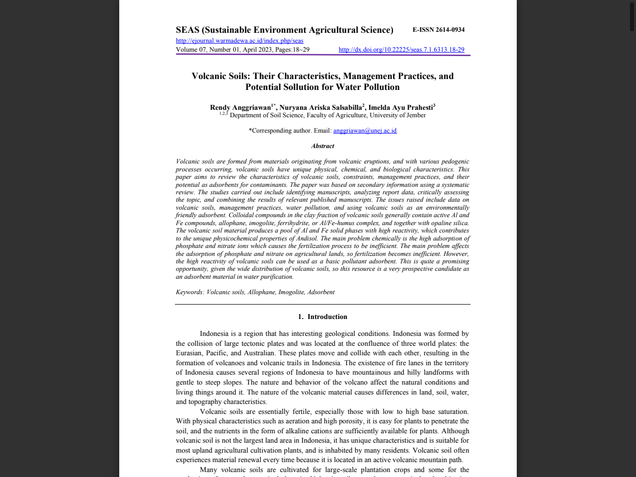 Preview of SEAS (Sustainable Environment Agricultural Science) Volcanic Soils - Semantic Scholar, accessed July 25, 2025, 