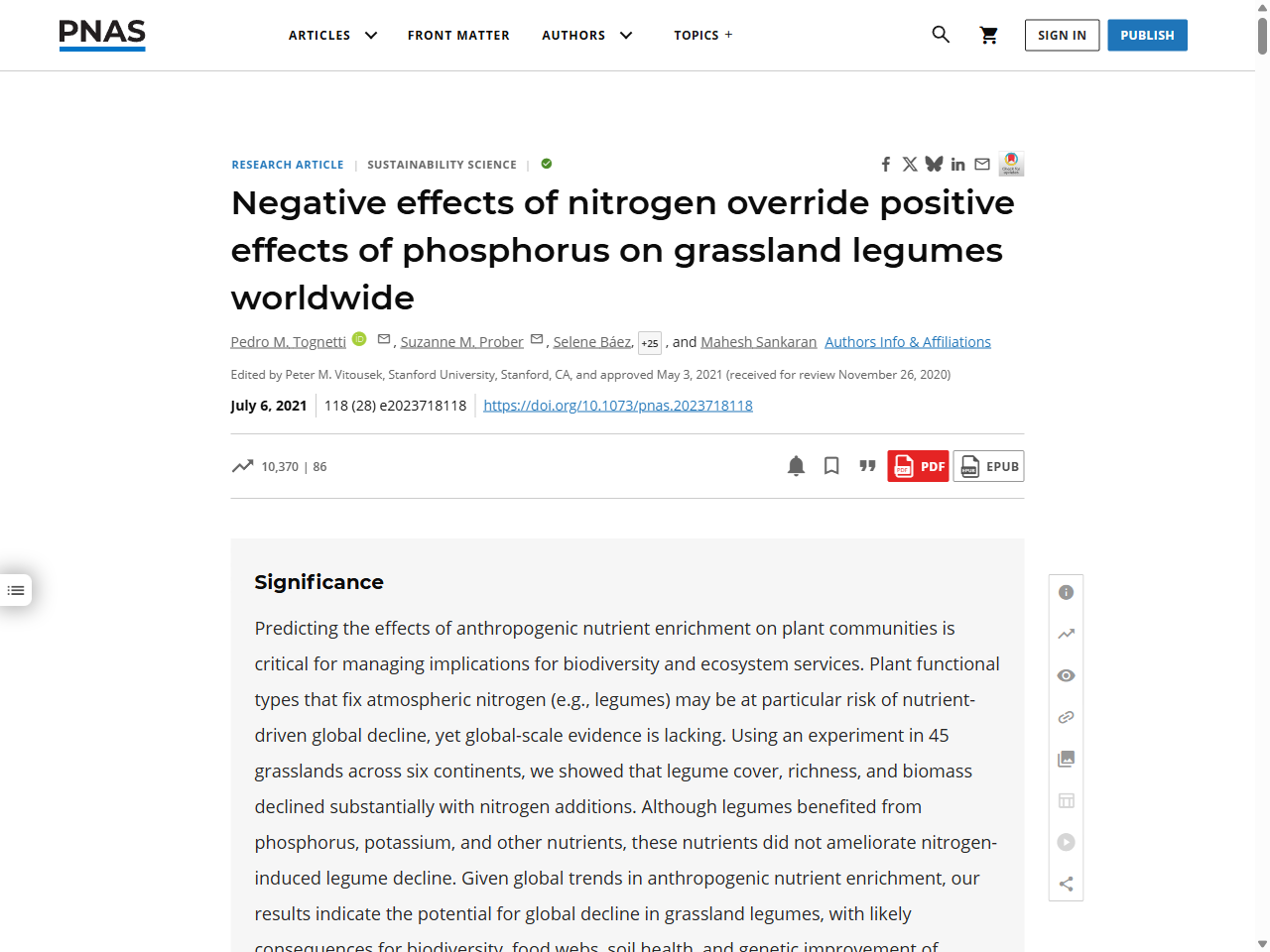 Preview of Negative effects of nitrogen override positive effects of phosphorus on grassland legumes worldwide | PNAS, accessed August 4, 2025,