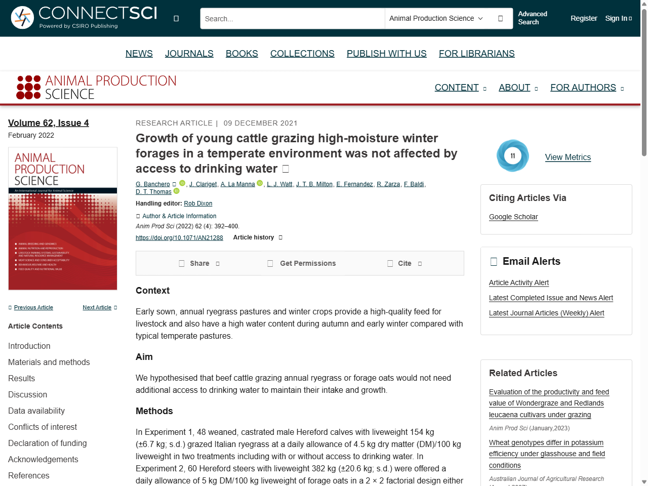 Preview of Growth of young cattle grazing high-moisture winter forages in a temperate environment was not affected by access to drinking water - CSIRO Publishing