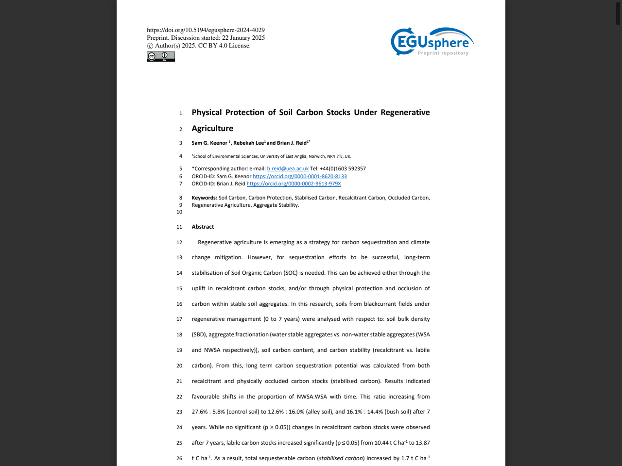 Preview of Physical Protection of Soil Carbon Stocks Under ... - EGUsphere, accessed July 6, 2025, 