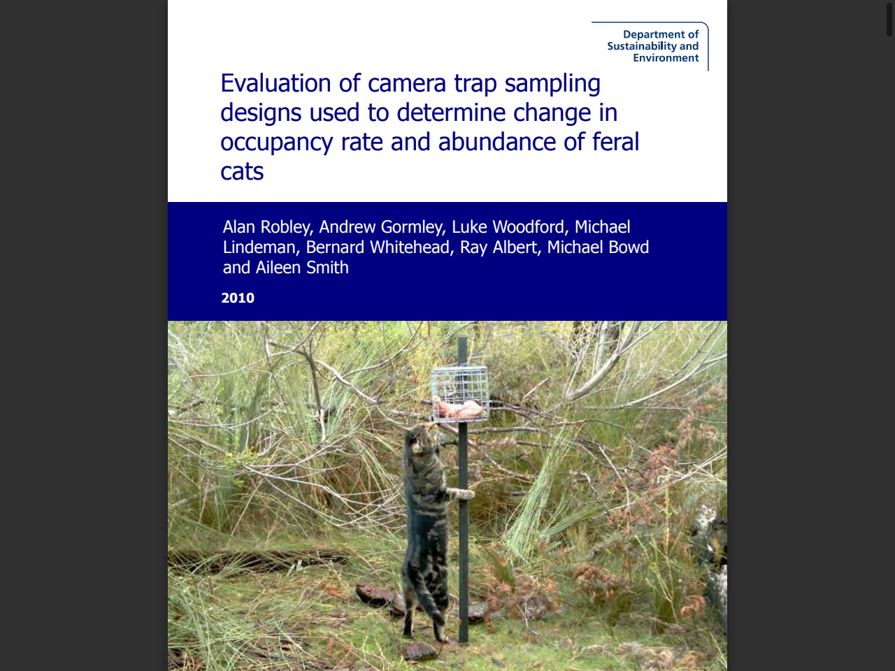 Preview of Evaluation of camera trap sampling designs used to determine change in occupancy rate and abundance of feral cats - DBCA Library