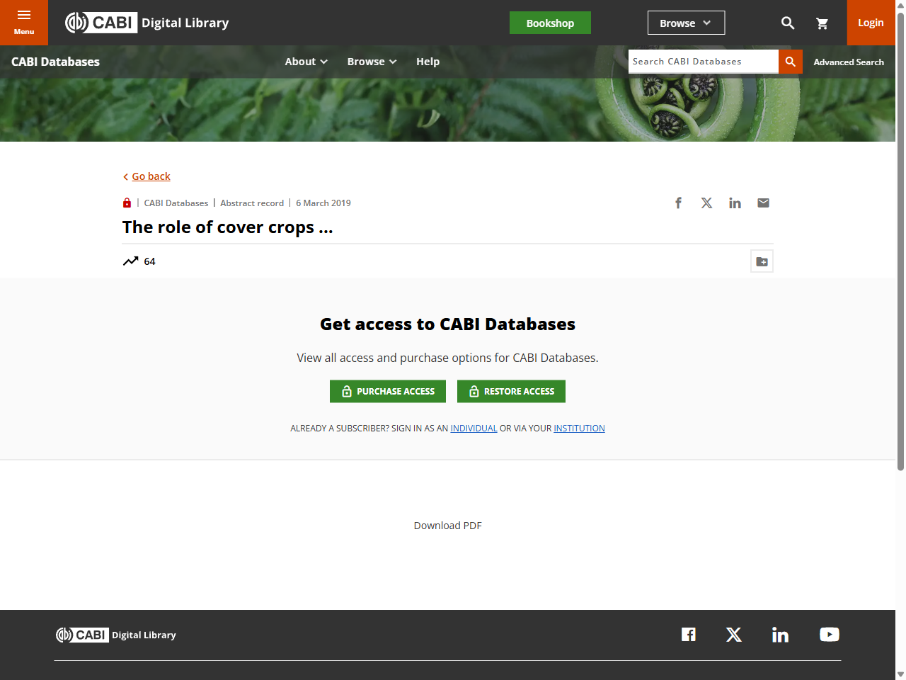 Preview of The role of cover crops in reducing nitrate leaching and increasing soil organic matter - CABI Digital Library