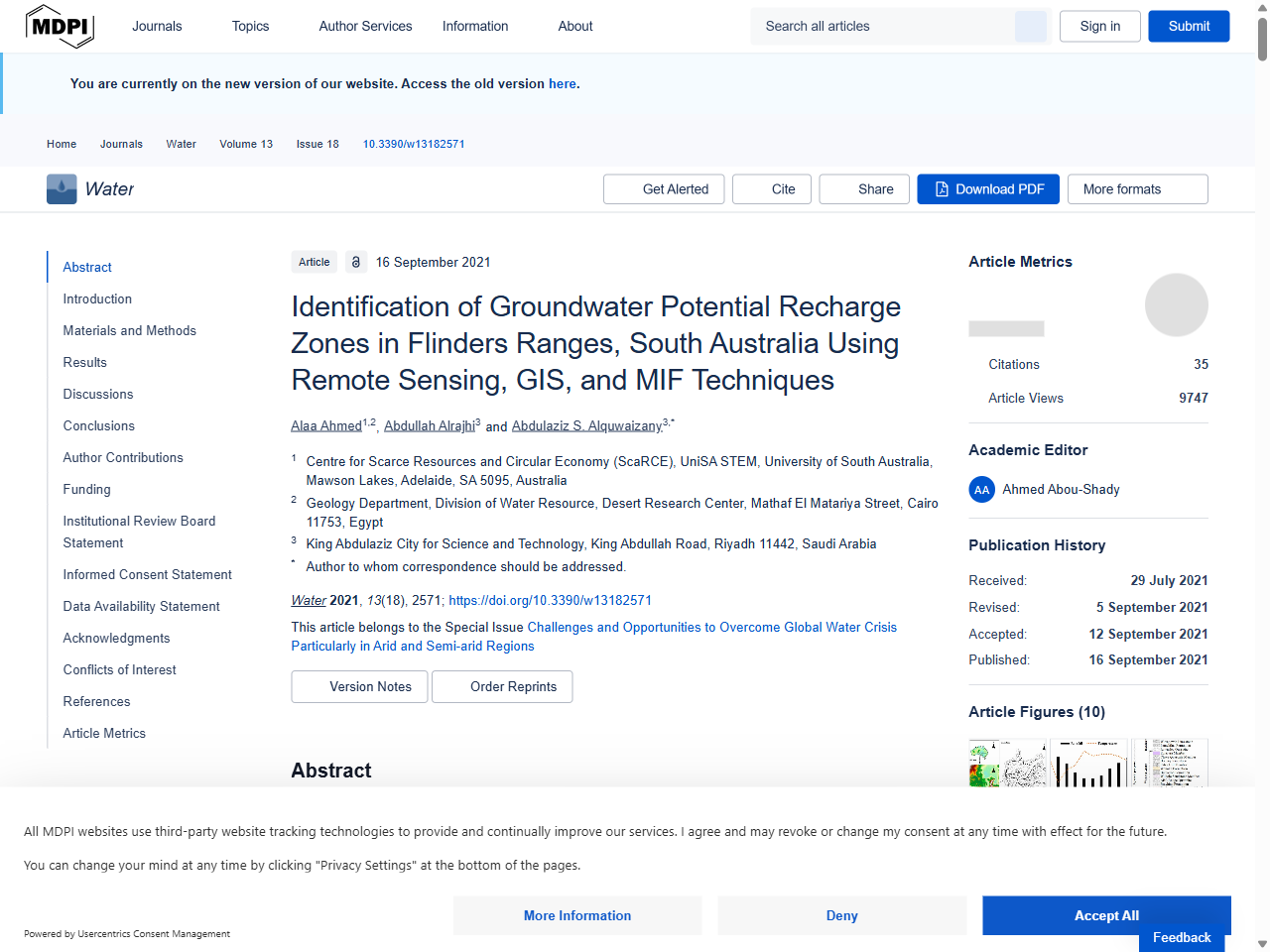 Preview of Identification of Groundwater Potential Recharge Zones in Flinders Ranges, South Australia Using Remote Sensing, GIS, and MIF Techniques - MDPI, accessed August 3, 2025