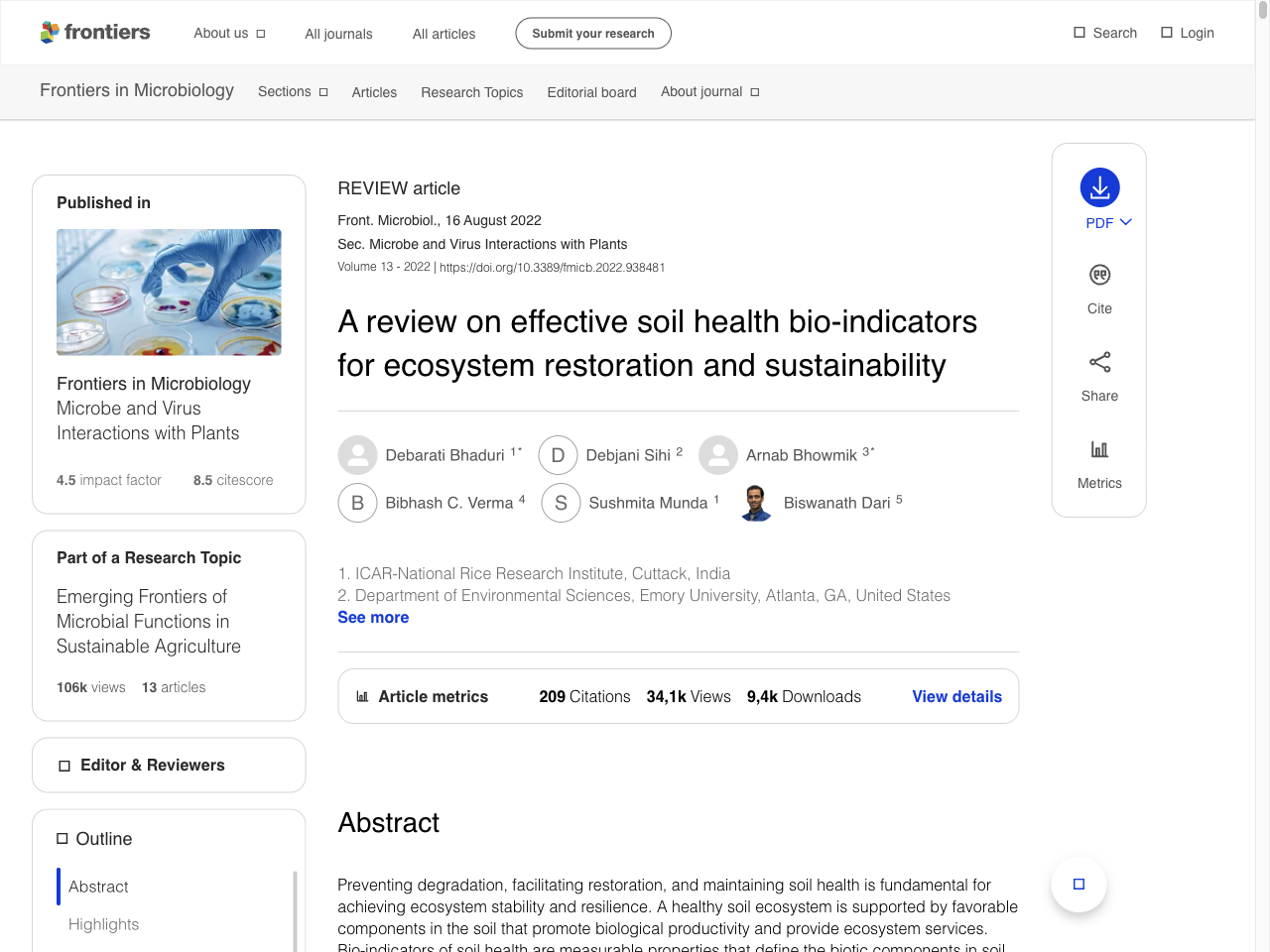 Preview of A review on effective soil health bio-indicators for ecosystem restoration and sustainability, accessed August 5, 2025,