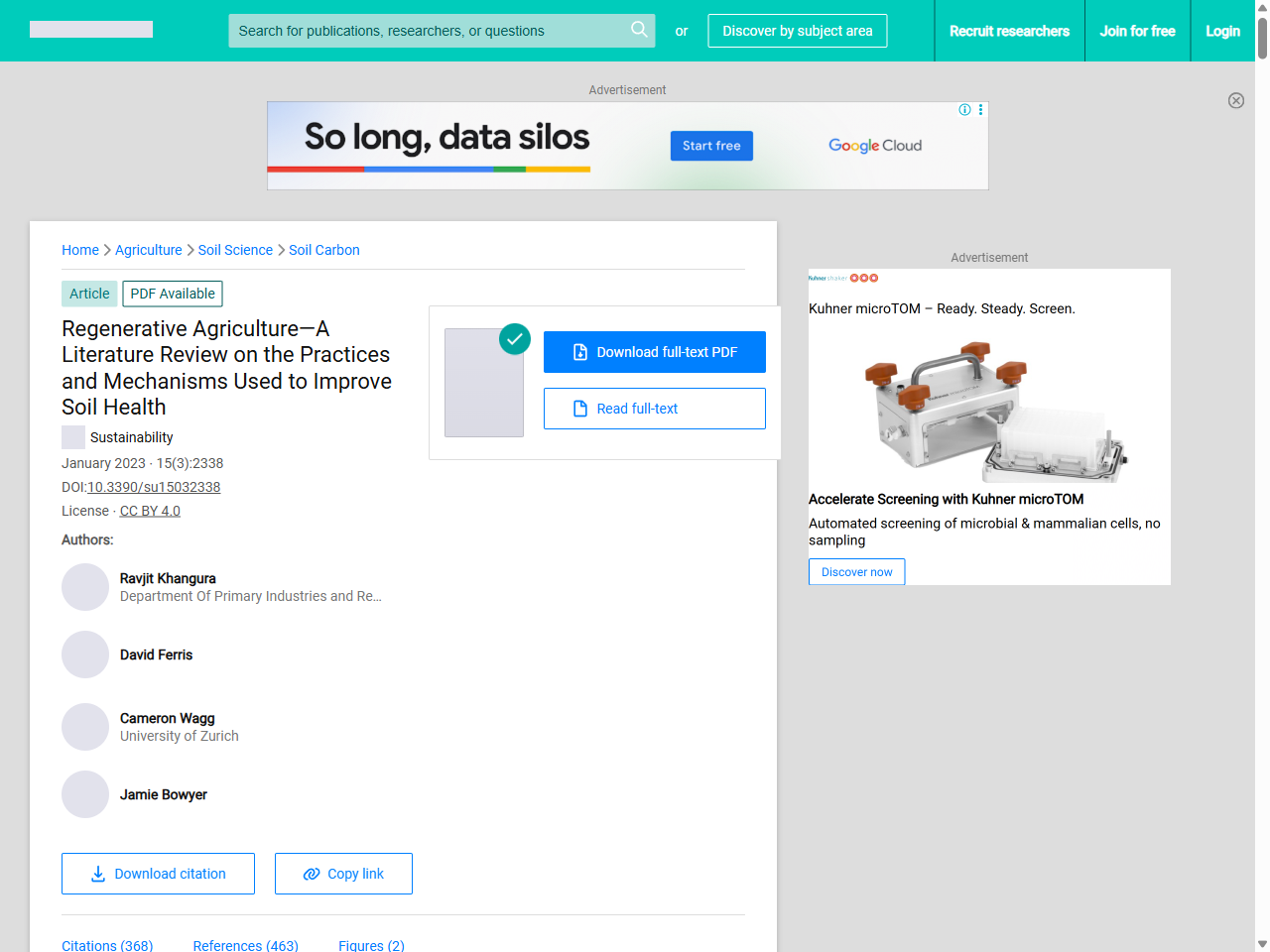 Preview of Regenerative Agriculture—A Literature Review on the Practices and Mechanisms Used to Improve Soil Health - ResearchGate, accessed May 11, 2025,