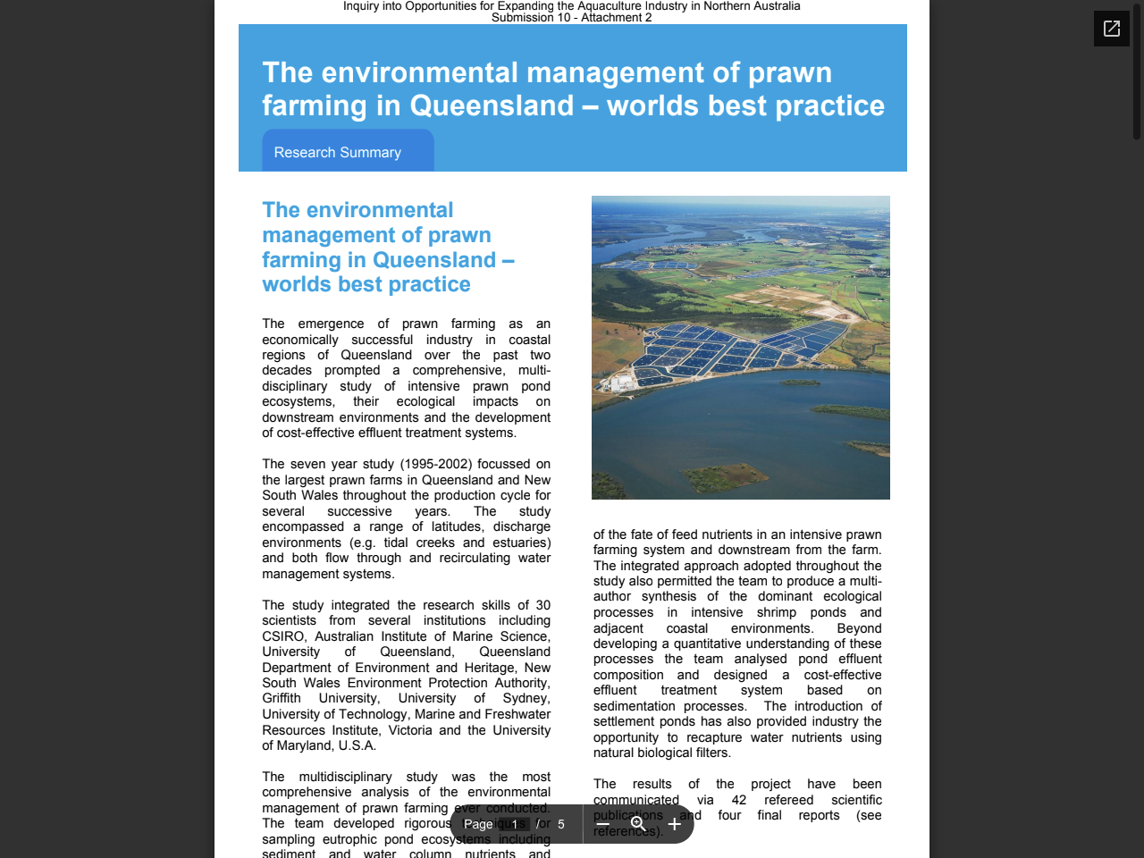 Preview of farming in Queensland – worlds best practice The environmental management of prawn, accessed August 1, 2025