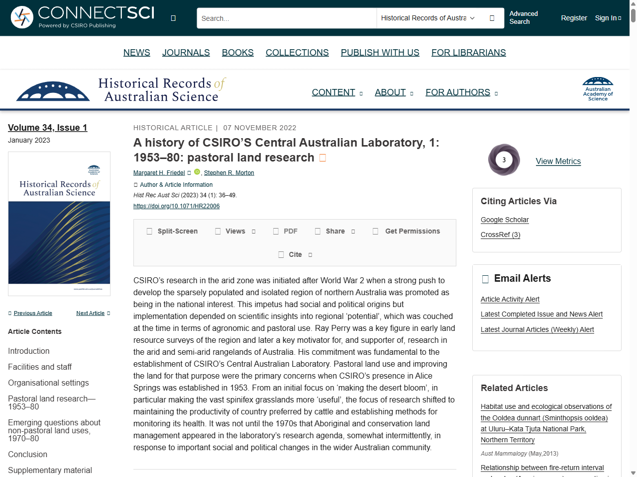 Preview of A history of CSIRO'S Central Australian Laboratory, 1: 1953–80: pastoral land research, accessed July 27, 2025,