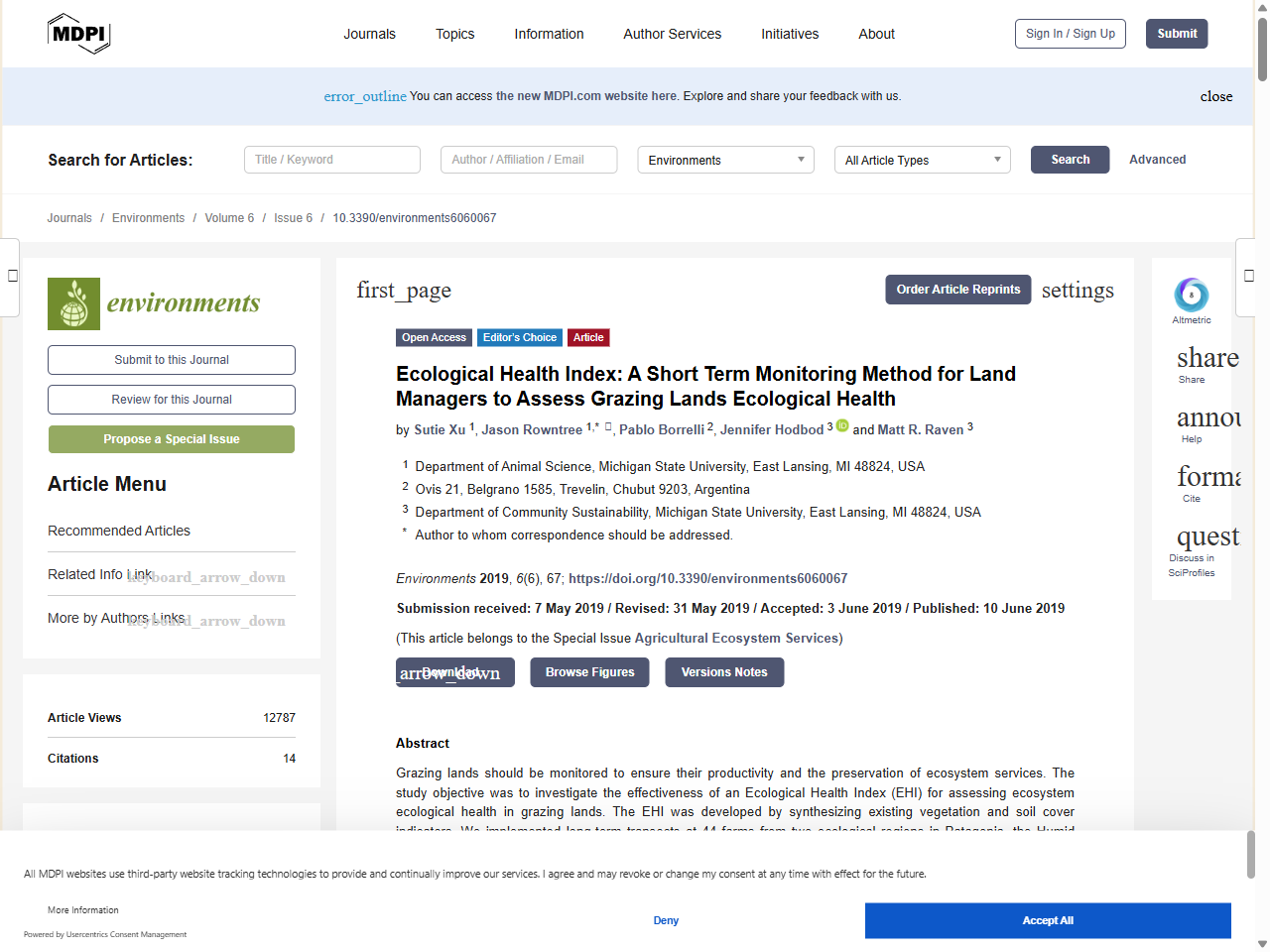 Preview of Ecological Health Index: A Short Term Monitoring Method for Land Managers to Assess Grazing Lands Ecological Health - MDPI