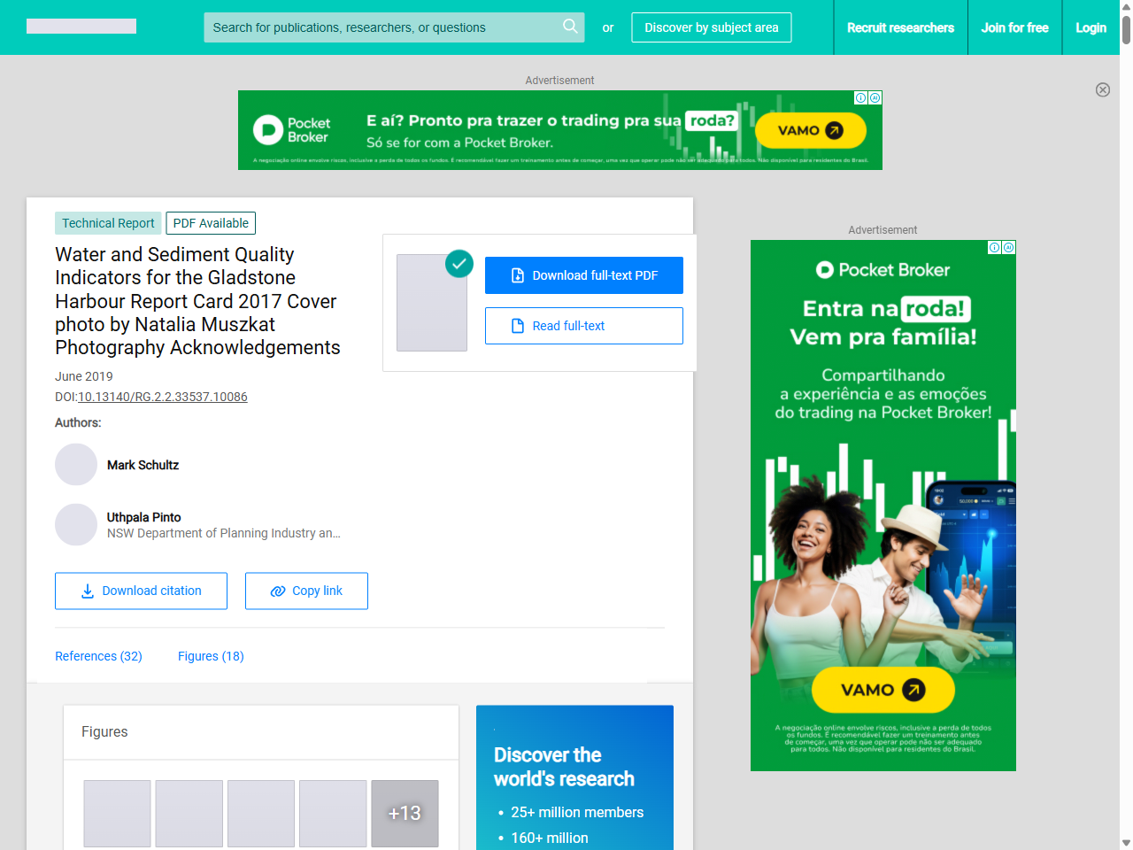 Preview of (PDF) Water and Sediment Quality Indicators for the Gladstone Harbour Report Card 2017 Cover photo by Natalia Muszkat Photography Acknowledgements - ResearchGate