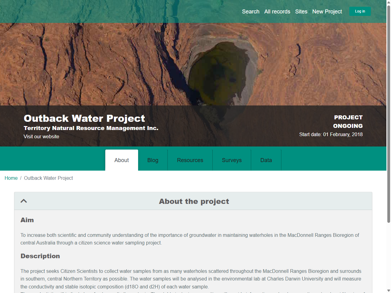 Preview of Outback Water Project | Project | BioCollect, accessed August 3, 2025,