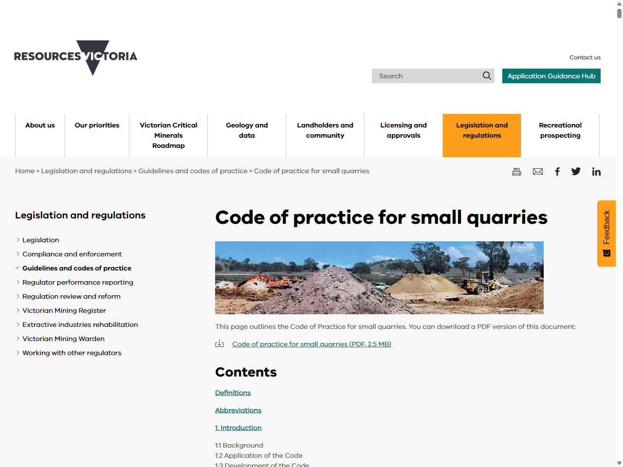 Preview of Code of practice for small quarries - Resources Victoria, accessed August 5, 2025