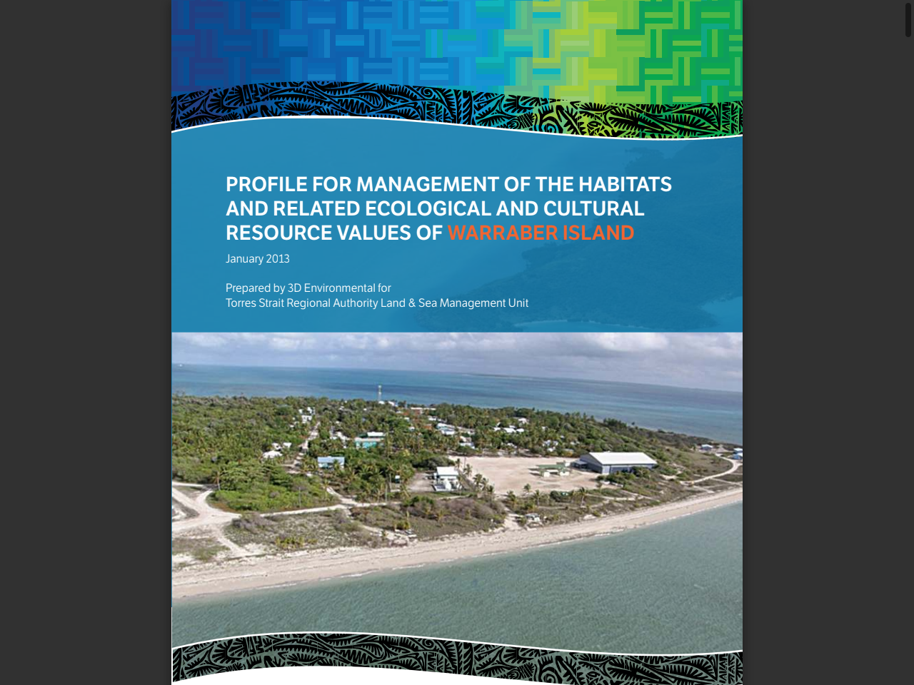 Preview of profile for management of the habitats and related ecological and cultural resource values of warraber island, accessed August 3, 2025