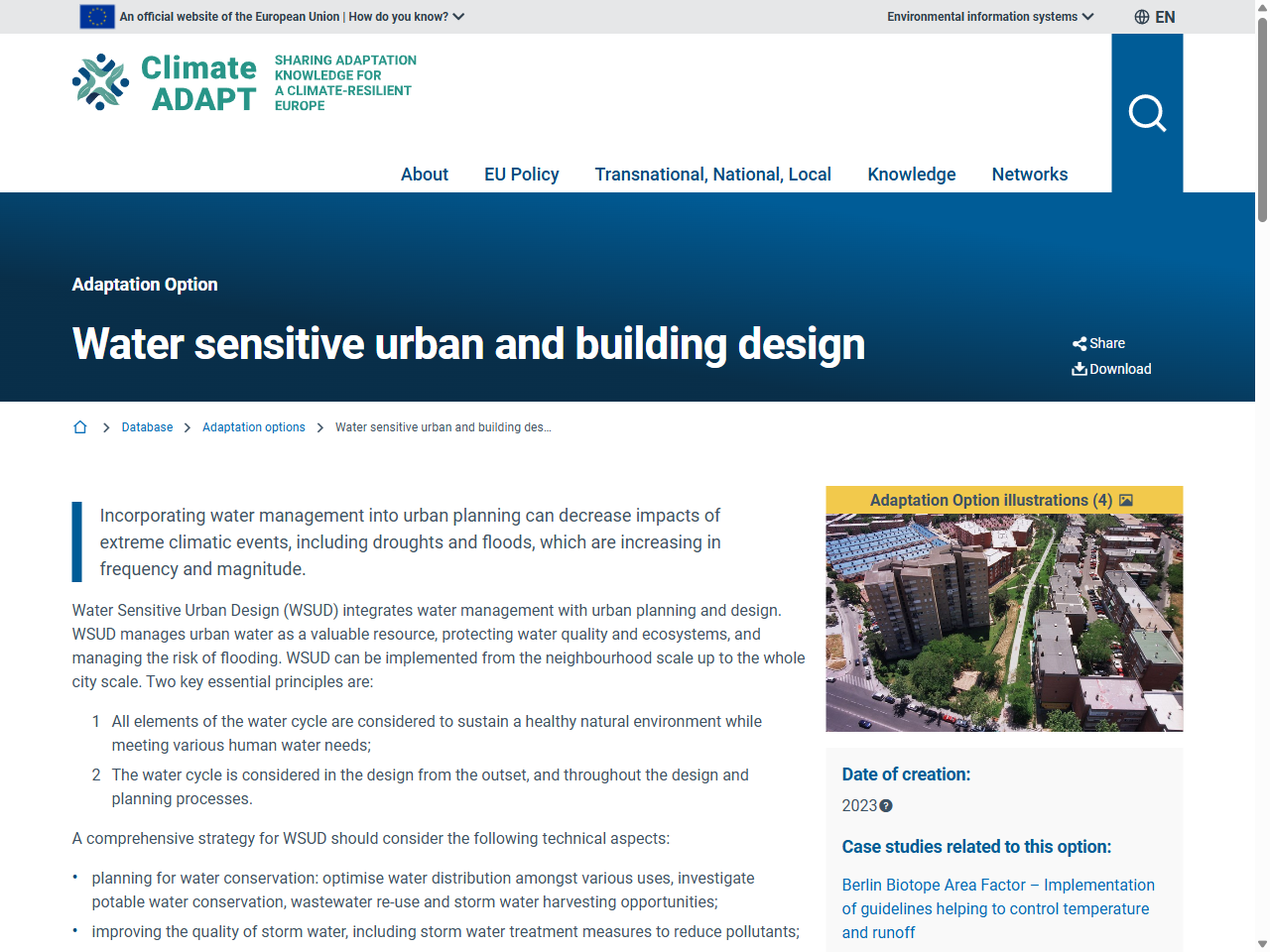 Preview of Water sensitive urban and building design - Climate-ADAPT - European Union