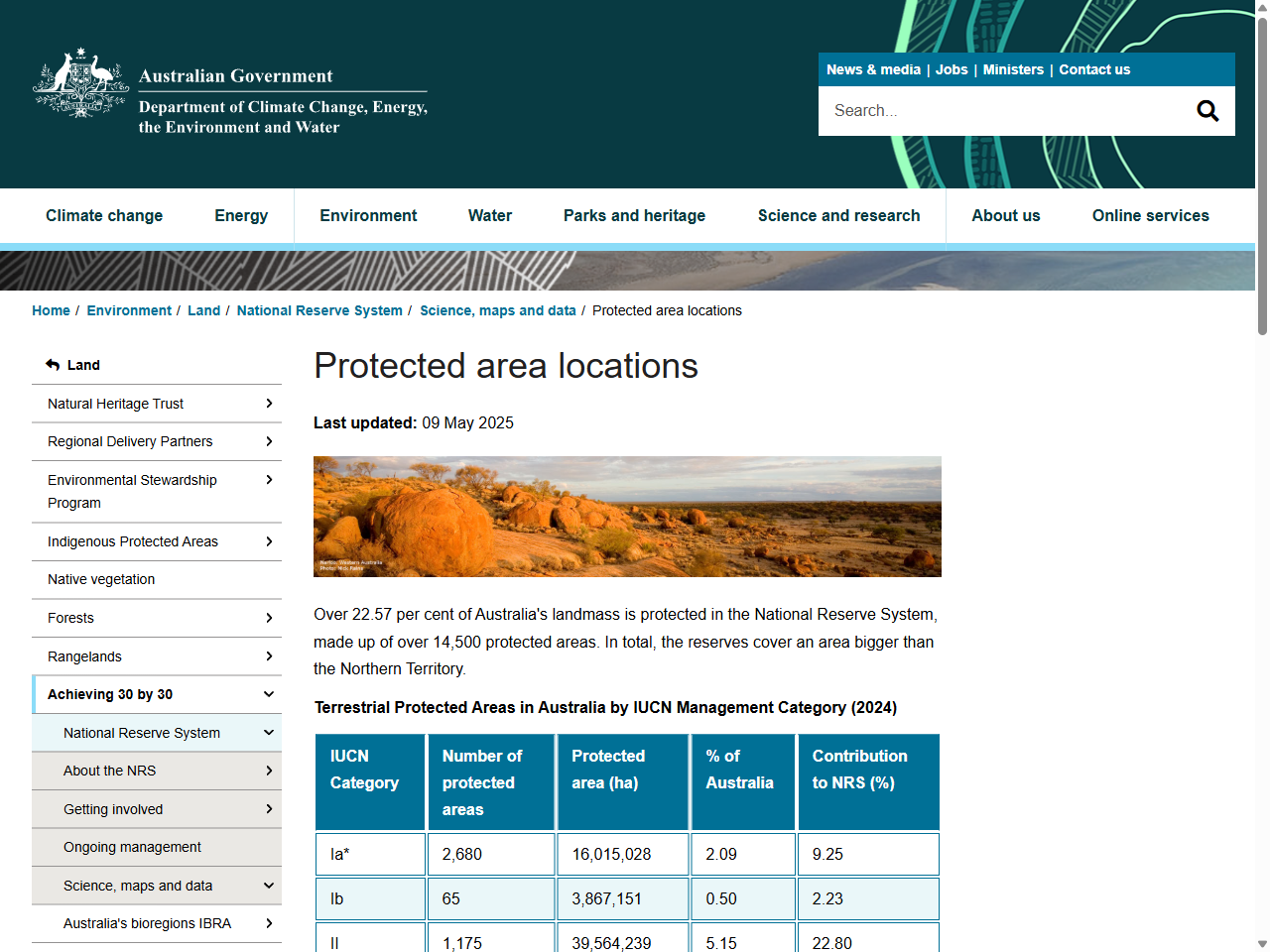 Preview of Protected area locations - DCCEEW, accessed July 16, 2025,