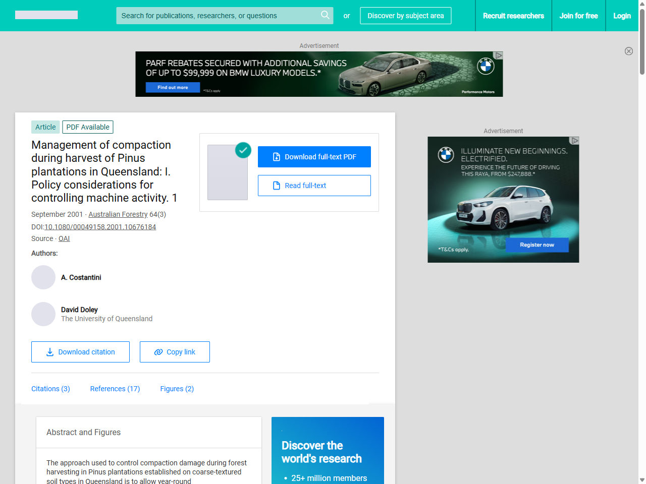 Preview of (PDF) Management of compaction during harvest of Pinus plantations in Queensland: I. Policy considerations for controlling machine activity. 1 - ResearchGate