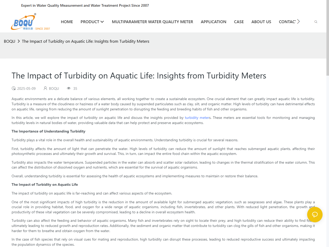 Preview of The Impact of Turbidity on Aquatic Life: Insights From Turbidity Meters - BOQU Instrument, accessed July 31, 2025, 