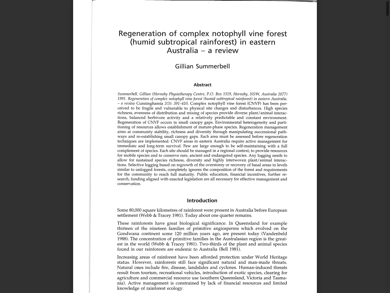 Preview of Regeneration of complex notophyll vine forest (humid subtropical rainforest) in eastern Australia - a review. - Botanic Gardens of Sydney, accessed July 22, 2025, 