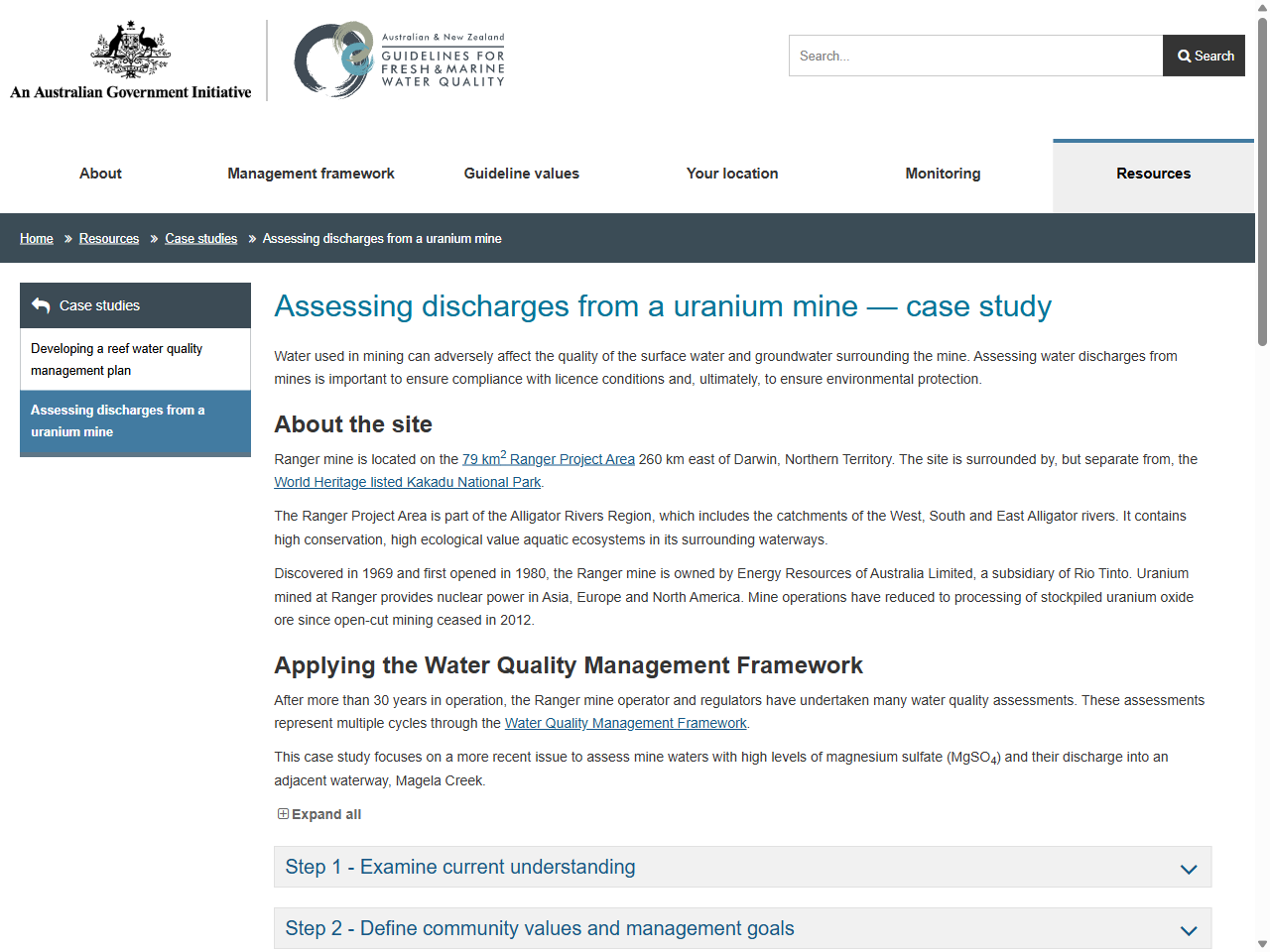 Preview of Assessing discharges from a uranium mine 14 case study - Water Quality Australia, accessed May 14, 2025, 
