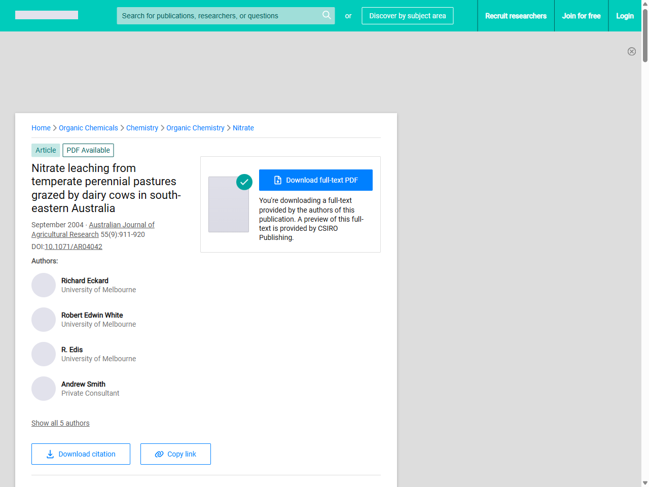 Preview of Nitrate leaching from temperate perennial pastures grazed by dairy cows in south-eastern Australia - ResearchGate, accessed August 8, 2025