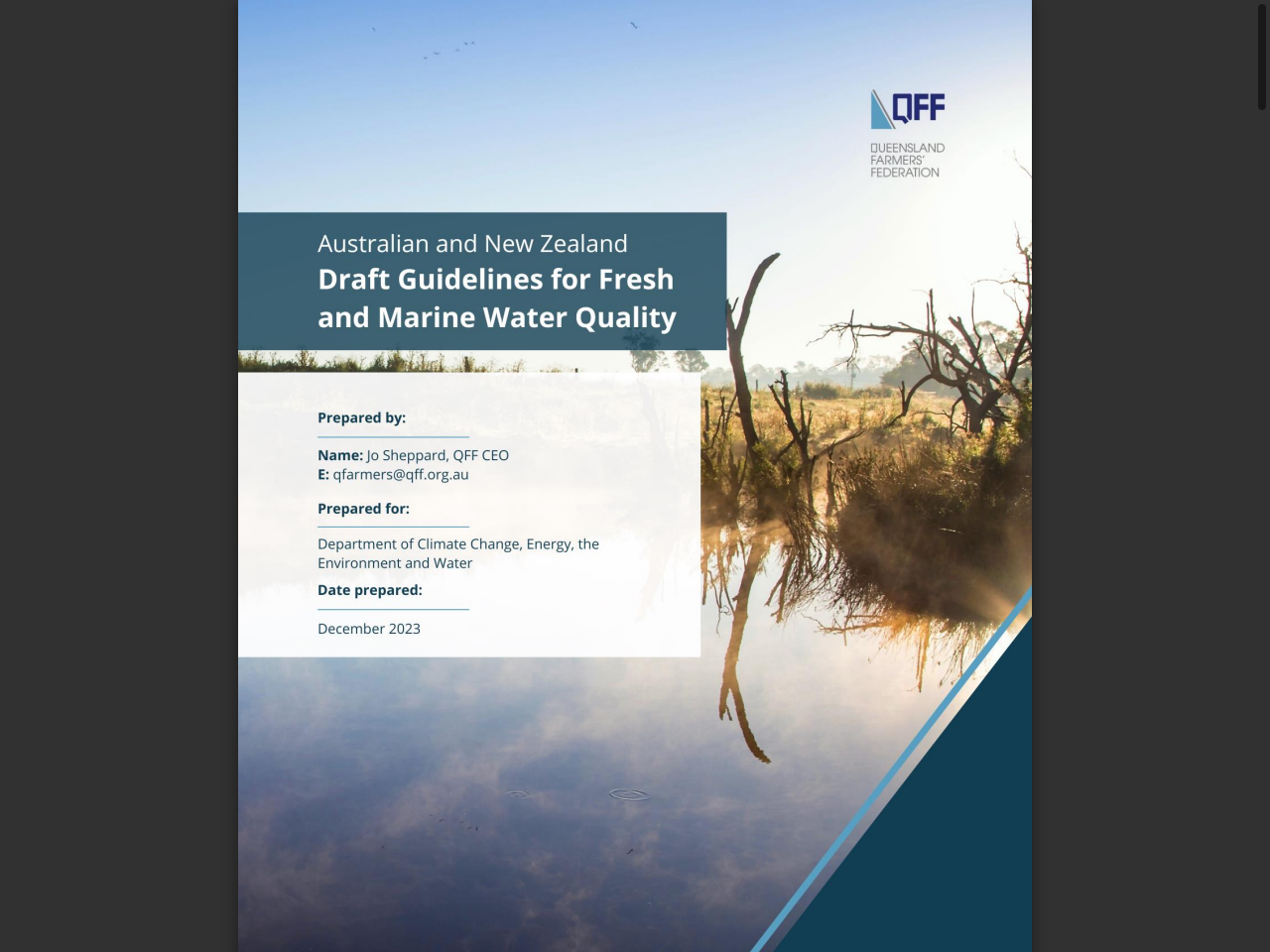 Preview of Australia and New Zealand Draft Guidelines for Fresh - Queensland Farmers' Federation