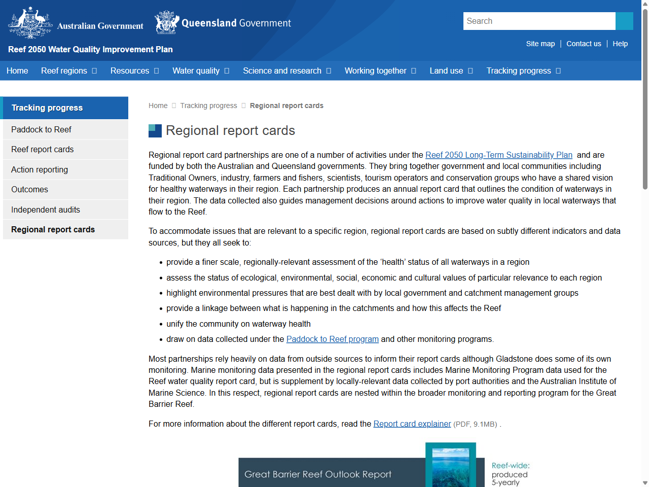 Preview of Regional report cards | Reef 2050 Water Quality Improvement Plan, accessed July 21, 2025, 