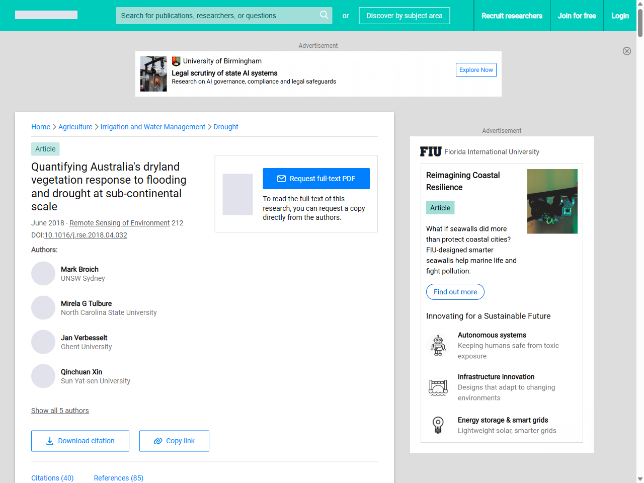 Preview of The response of dryland floodplain vegetation productivity to flooding and drying | Request PDF - ResearchGate, accessed July 21, 2025