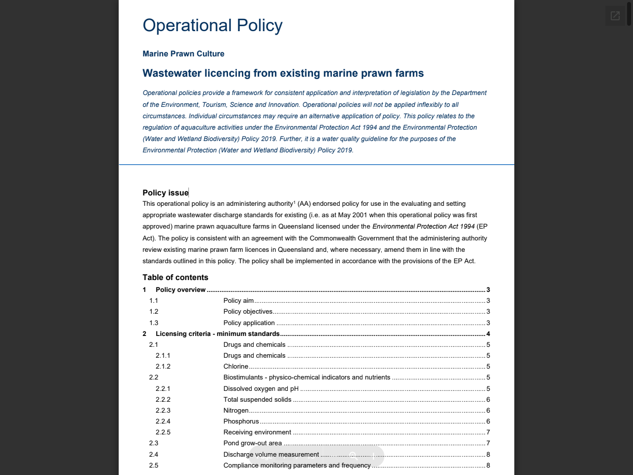 Preview of ESR/2015/1683 Wastewater licencing from existing marine prawn farms, accessed August 1, 2025, 