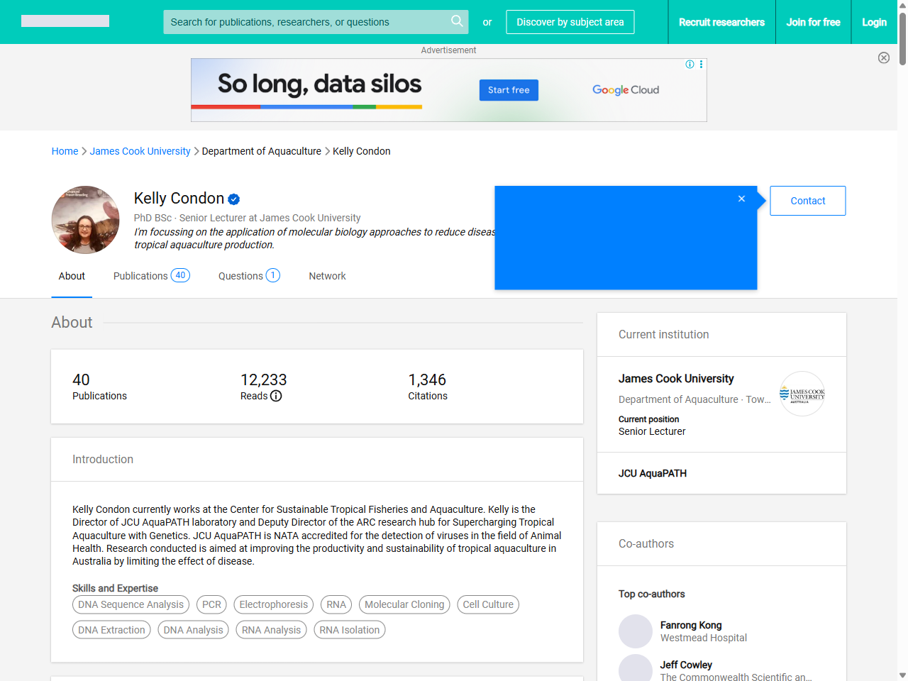 Preview of Kelly Condon PhD BSc Researcher Lecturer (Aquaculture) at James Cook University - ResearchGate, accessed July 21, 2025,