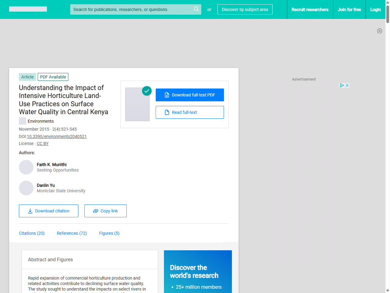 Preview of Understanding the Impact of Intensive Horticulture Land-Use Practices on Surface Water Quality in Central Kenya - ResearchGate, accessed May 11, 2025,