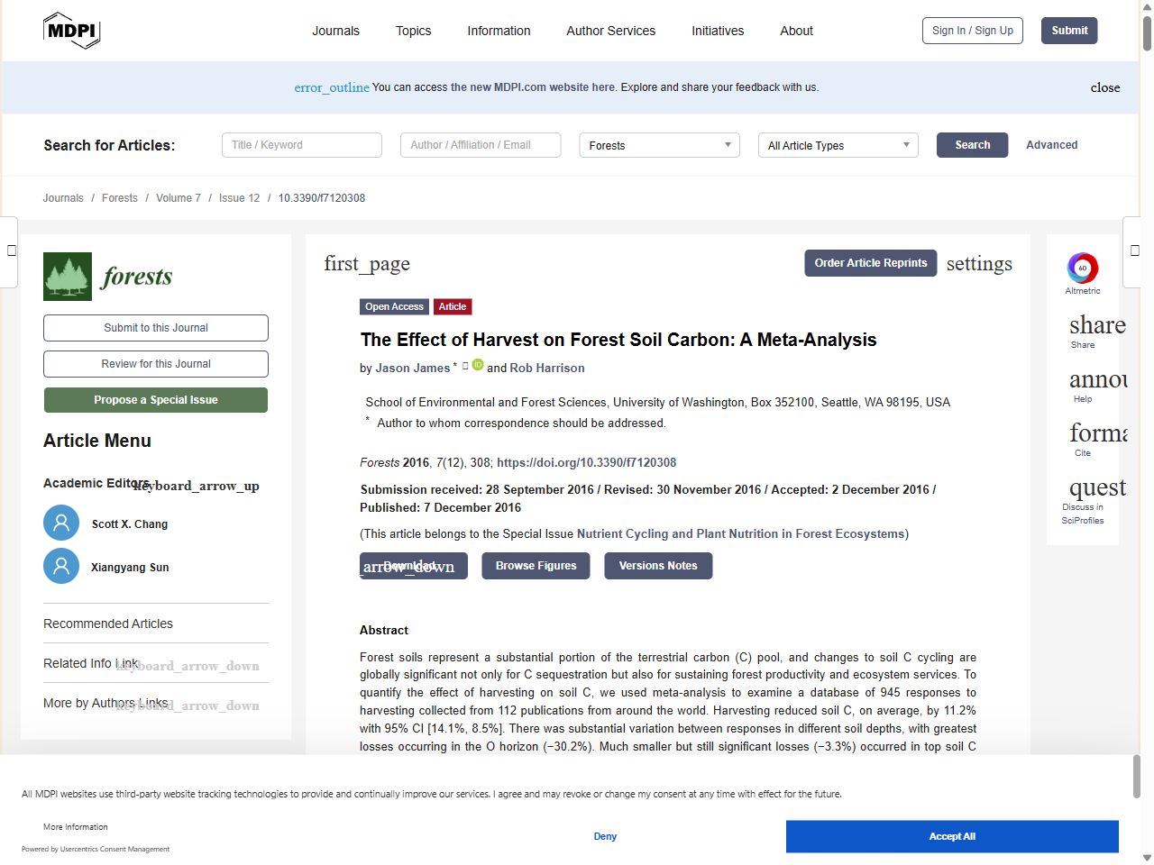 Preview of The Effect of Harvest on Forest Soil Carbon: A Meta-Analysis - MDPI, accessed August 5, 2025