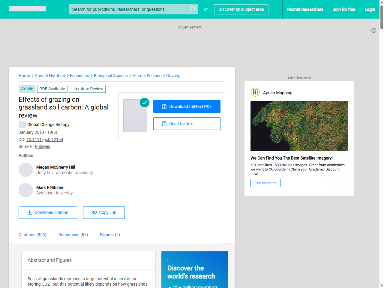 Preview of Effects of grazing on grassland soil carbon: A global review - ResearchGate