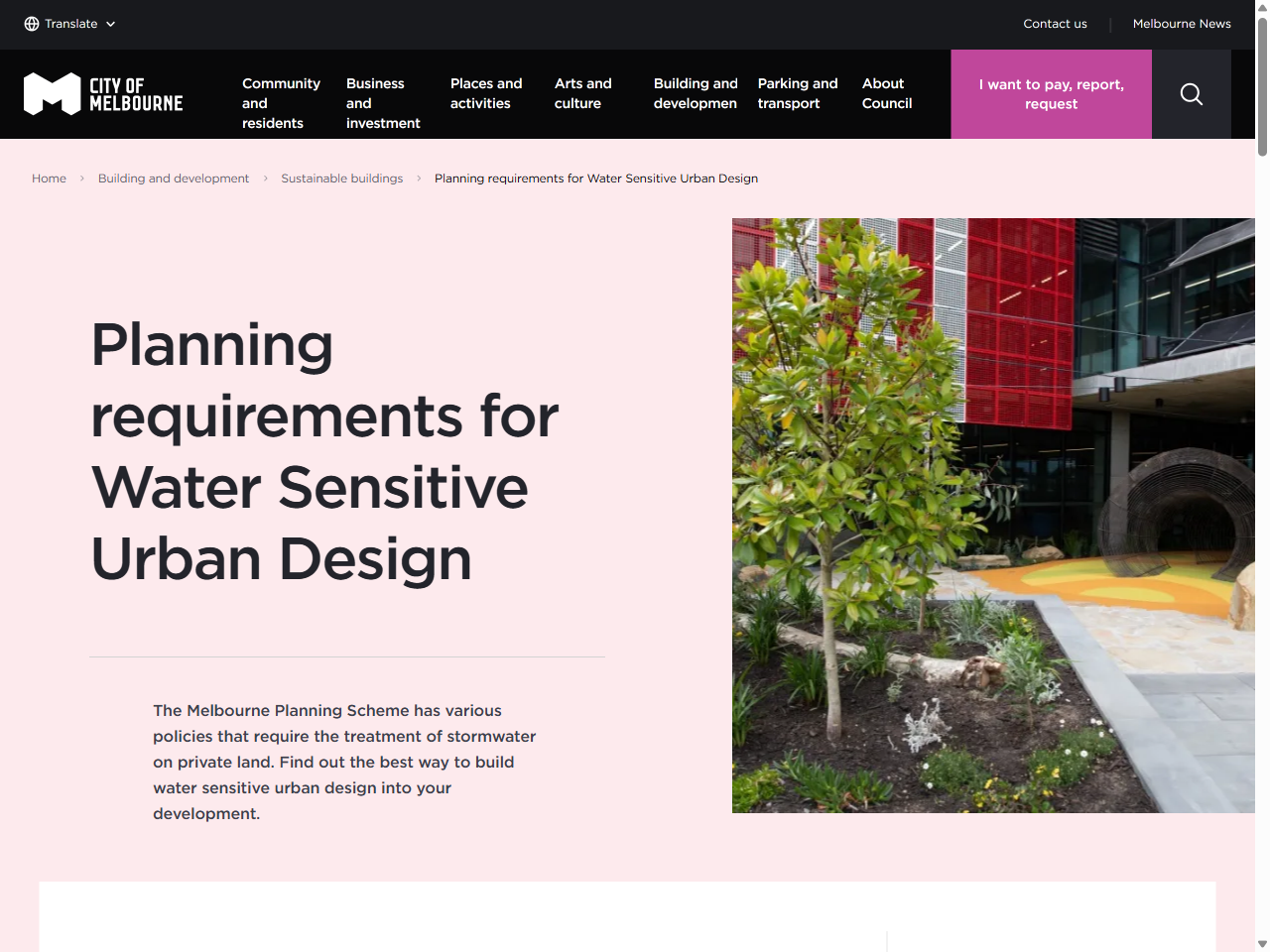 Preview of Planning requirements for Water Sensitive Urban Design | City of Melbourne, accessed July 21, 2025, 