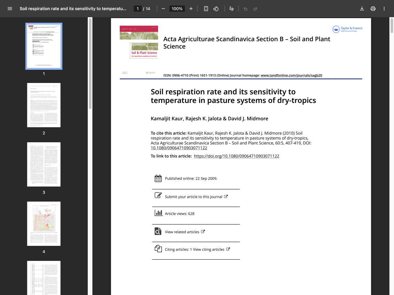 Preview of Soil respiration rate and its sensitivity to temperature in pasture systems of dry-tropics - Taylor & Francis Online, accessed July 30, 2025,