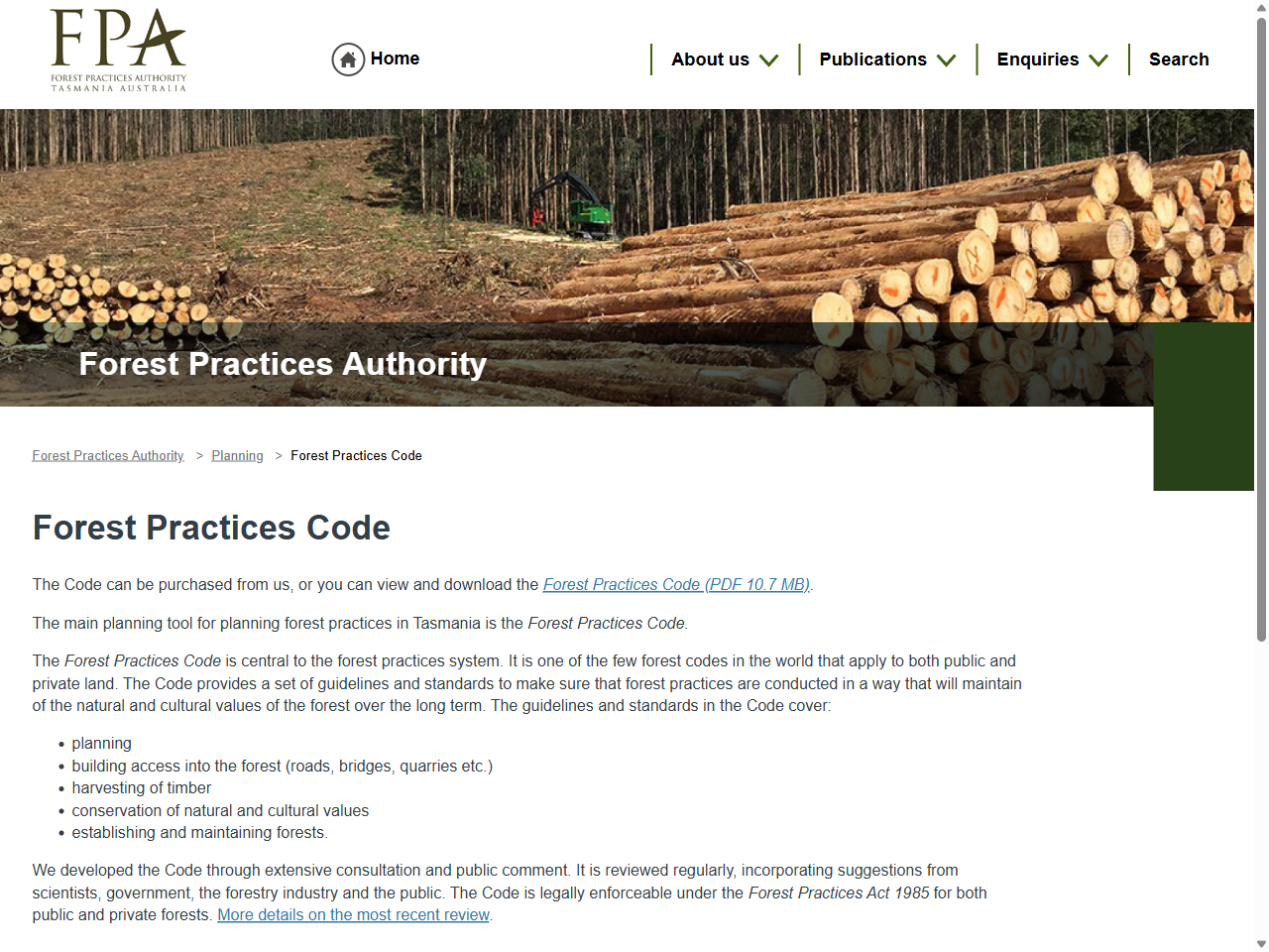 Preview of 2020 amendment of the Code | Forest Practices Authority