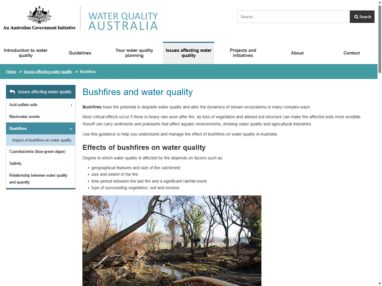 Preview of Bushfires and water quality