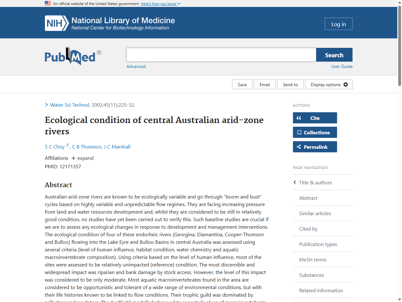 Preview of Ecological condition of central Australian arid-zone rivers - PubMed, accessed July 21, 2025
