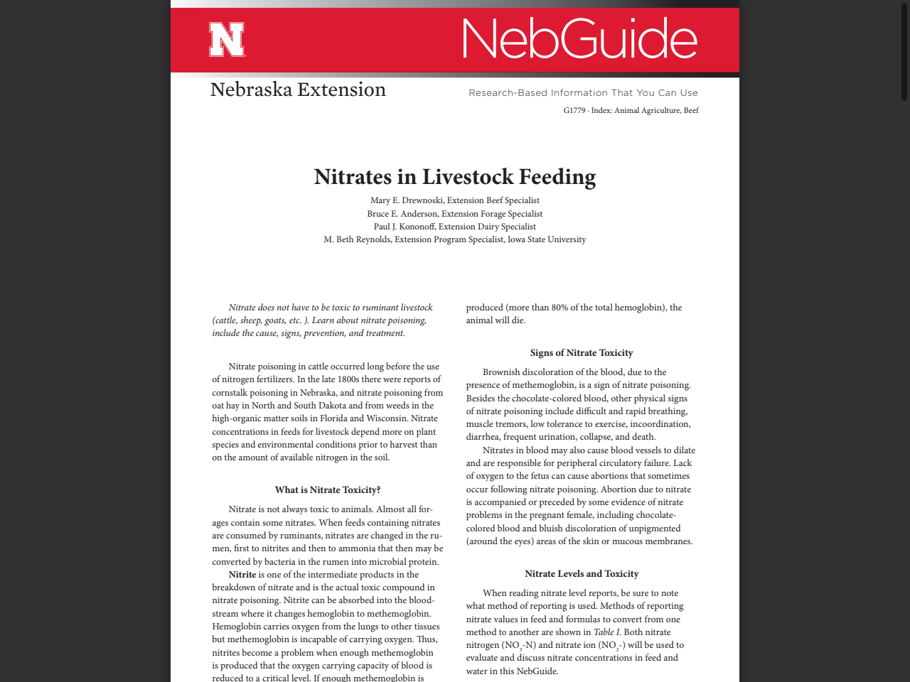 Preview of Nitrates in Livestock Feeding - University of Nebraska–Lincoln, accessed July 25, 2025