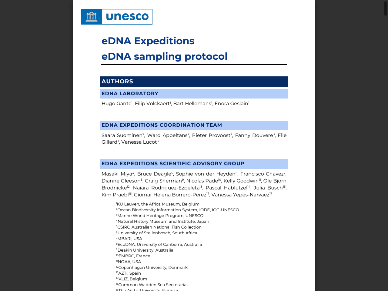 Preview of eDNA Expeditions eDNA sampling protocol - UNESCO, accessed on May 23, 2025