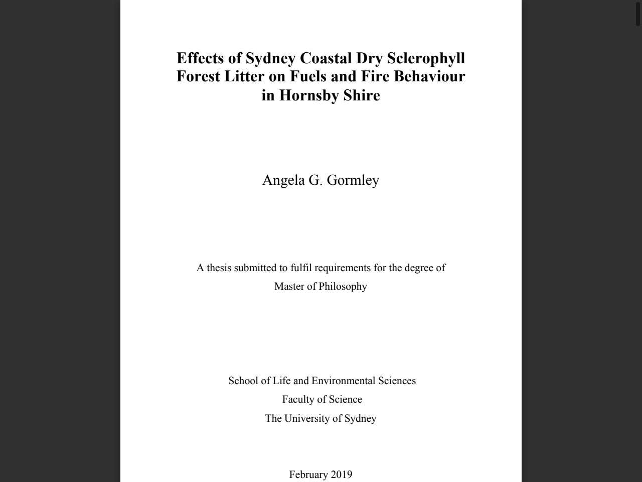 Preview of Effects of Sydney Coastal Dry Sclerophyll Forest Litter on Fuels and Fire Behaviour in Hornsby Shire - Natural Hazards Research Australia, accessed May 15, 2025